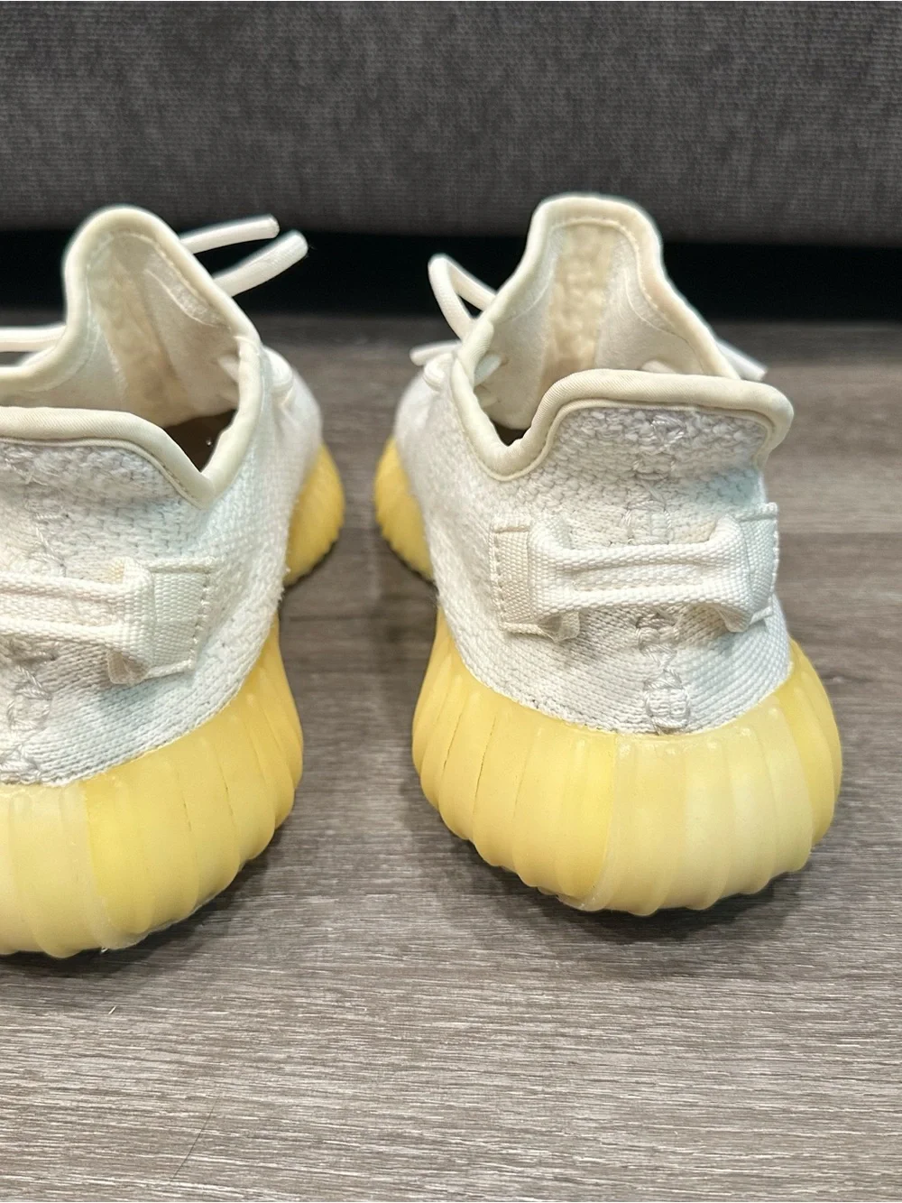 Yeezy Cream Knit Athletic Sneakers with Yellow Sole Boys Size 5